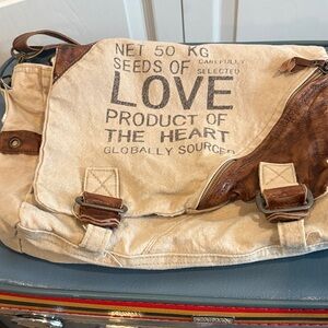 HANDCRAFTED Canvas Satchel with Leather Accents